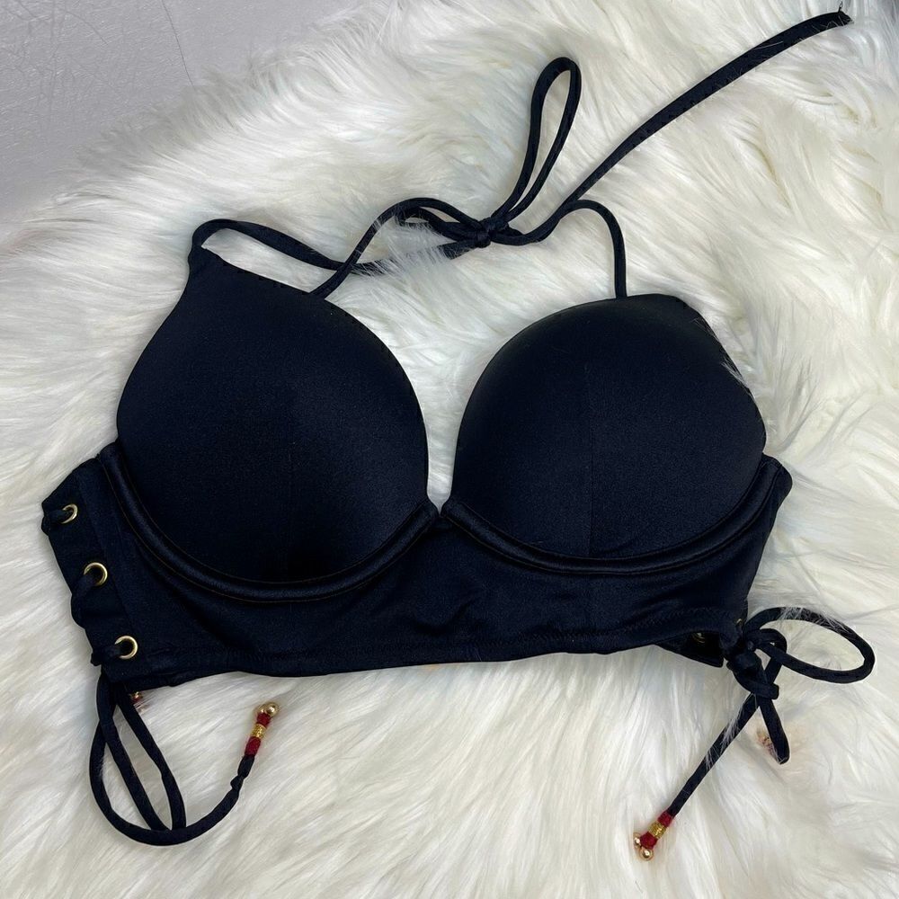 Victoria’s Secret Bombshell Swim Lace Up Grommet Halter Top 32a